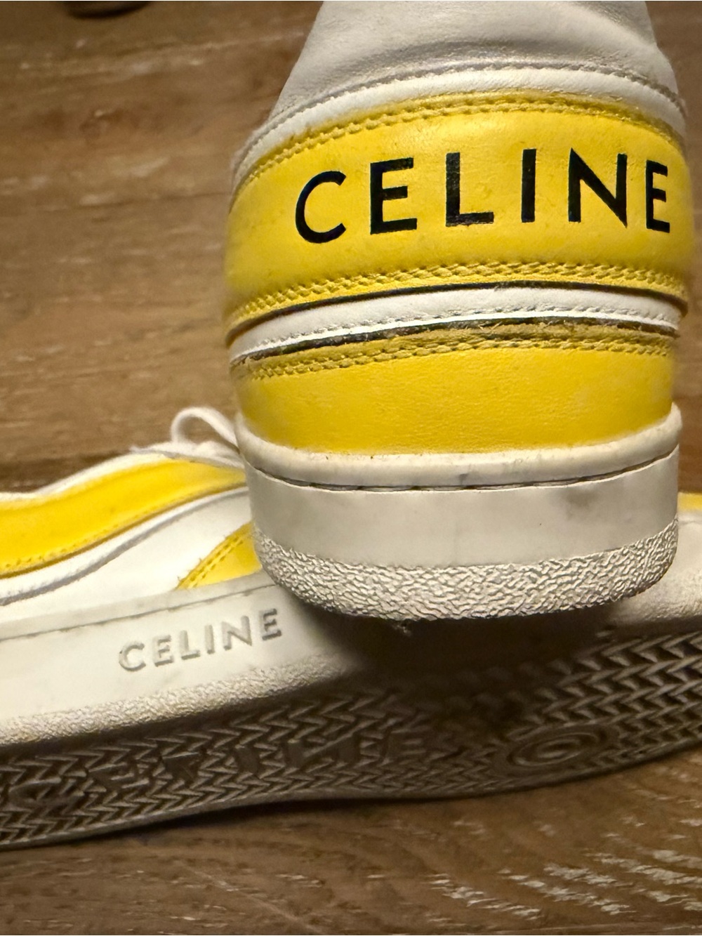 Celine Yellow and White Low-Top Leather Sneakers - Picture 2 of 2